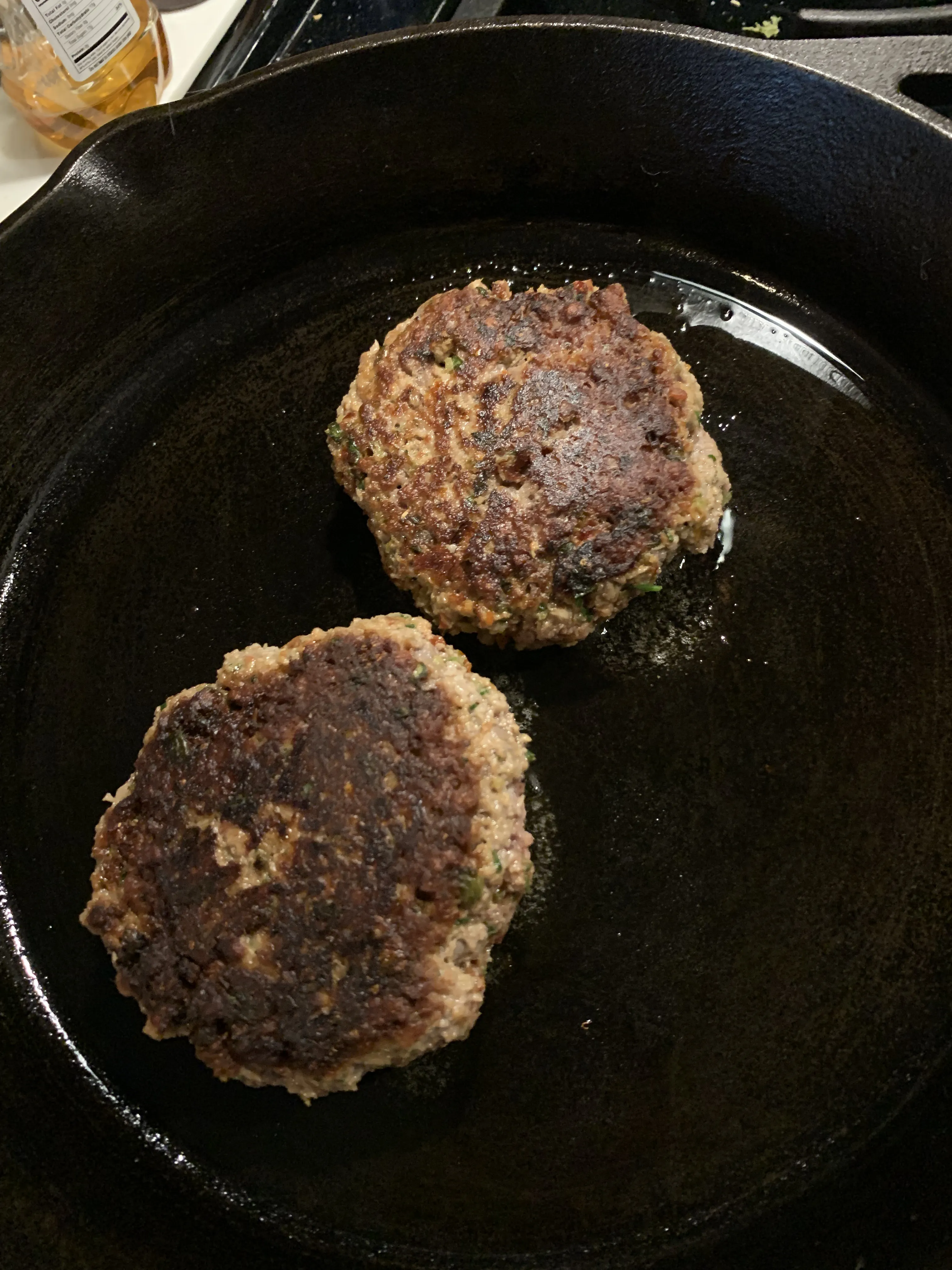 Burgers in pan